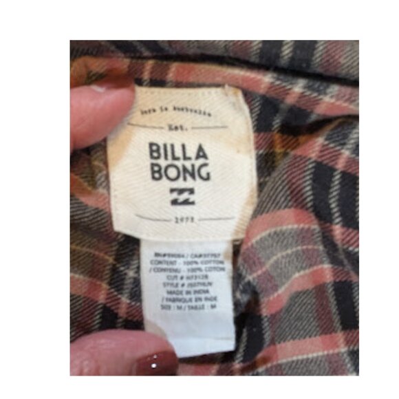 Billabong Plaid Drape Front Fringe Cardigan – 100% Cotton – Size M - Picture 7 of 8